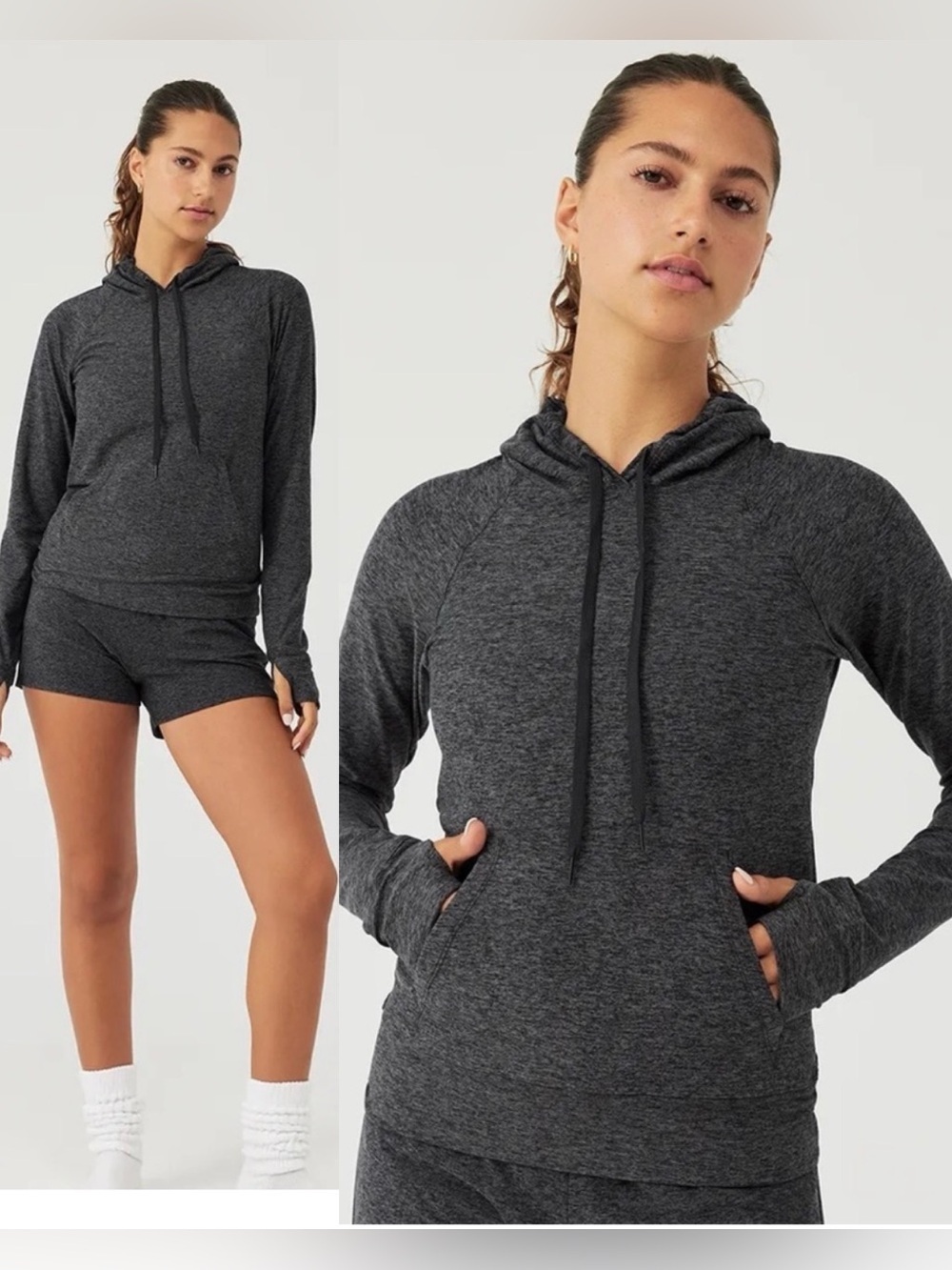 Outdoor Voices CloudKnit Soft Stretchy Hoodie Charcoal , Small
